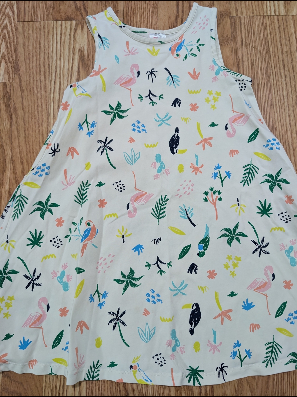 Hanna Andersson Girls Sleeveless Tropical Swing Dress 120 6/7